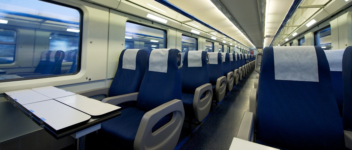Train interior shown as an example for thread insert use in transport